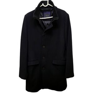 Zara Men's Black Wool Blend‎ Single Breast PeaCoat XL EUC Professional Career